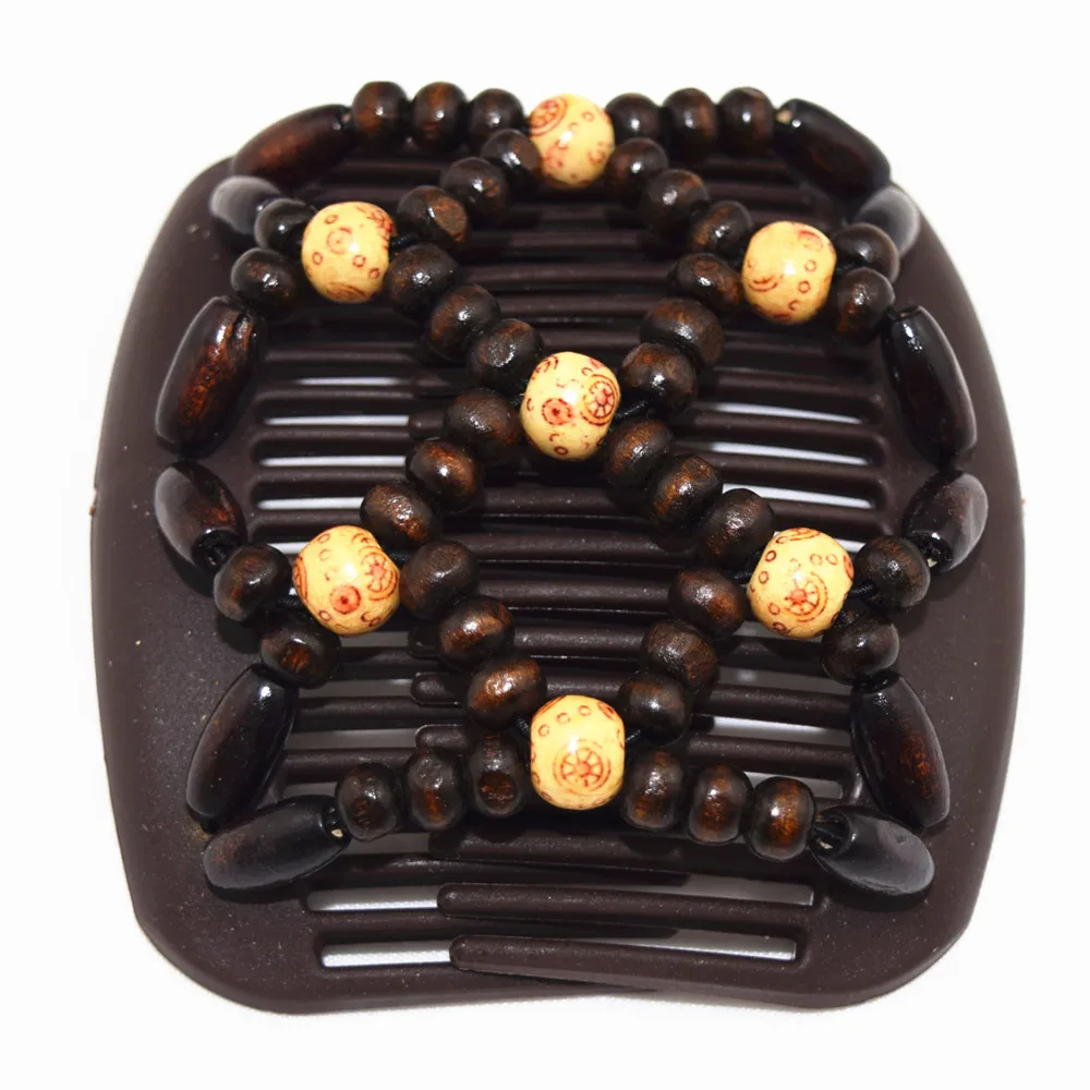 

20pcs/lot brown beads comb classical wooden style professional work lady hair accessory Easy to Use