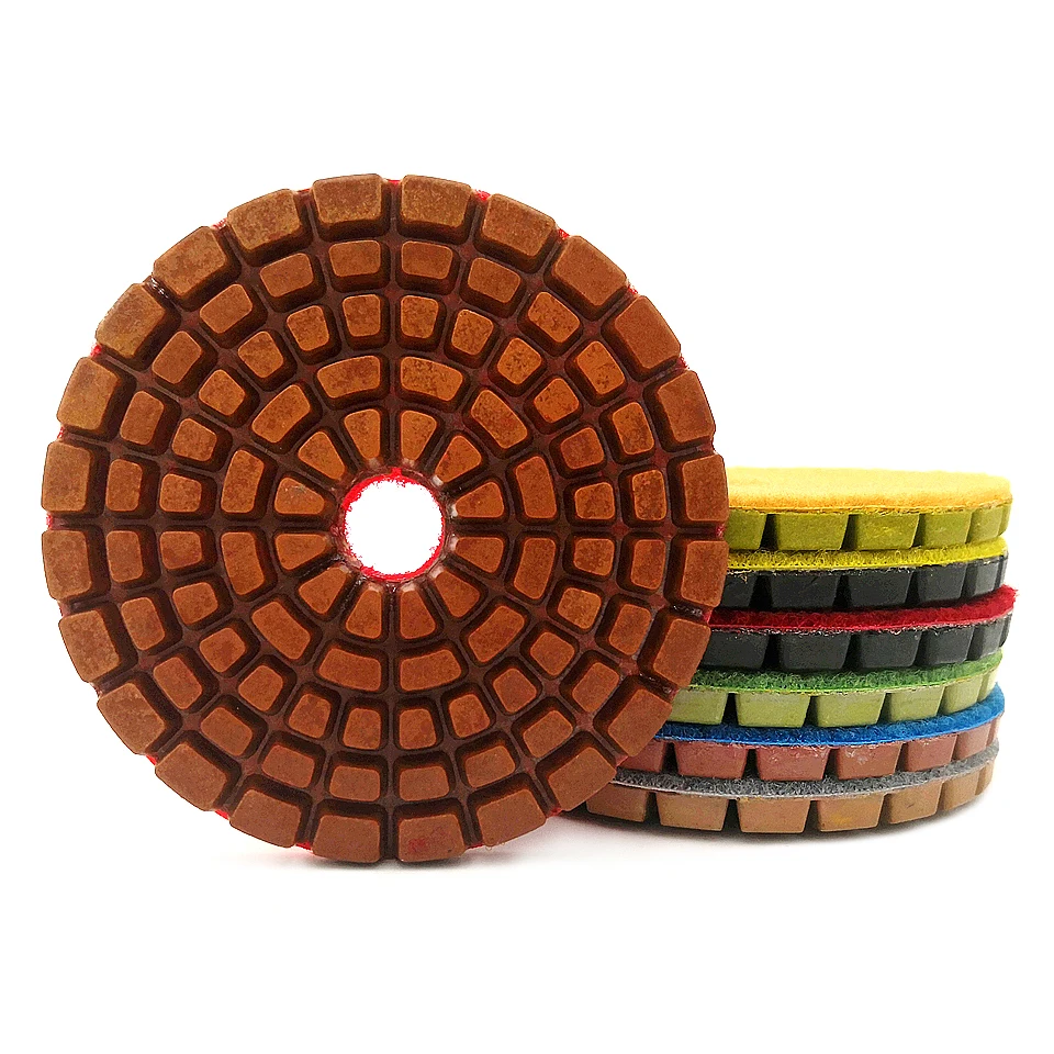 RIJILEI 1Piece 4Inch Thickened Resin Bond Diamond Concrete Polishing Pads Floor Renew Sanding Discs Repairing For Concrete  LW05