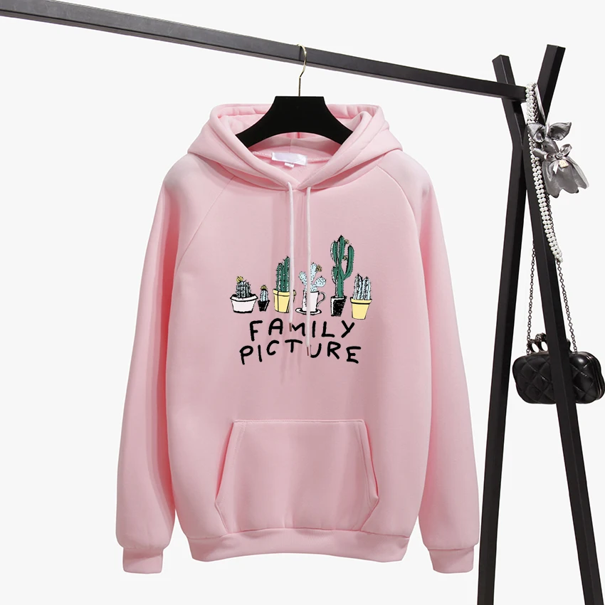 Mode Palme und Kaktus Harajuku Sweatshirt Wintermantel lose dicke Hoodies Frauen Pullover Büro Dame Feminino Kleidung