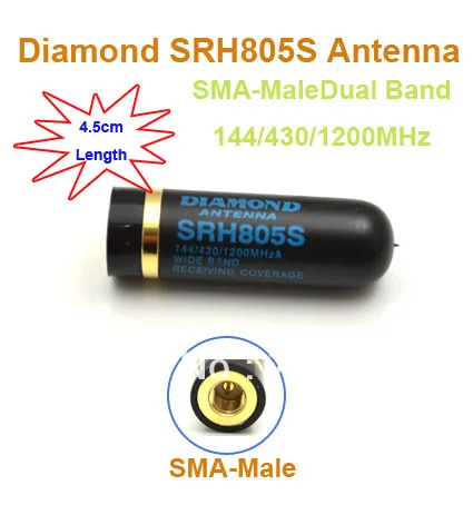 Length 4.5CM Only SMA-Male Dual Band 144/430/1200MHz Antenna SRH805S for UV-3R PX-2R VX-3R TH-F5 KG-UV6D TH-UV3R TH-UVF9