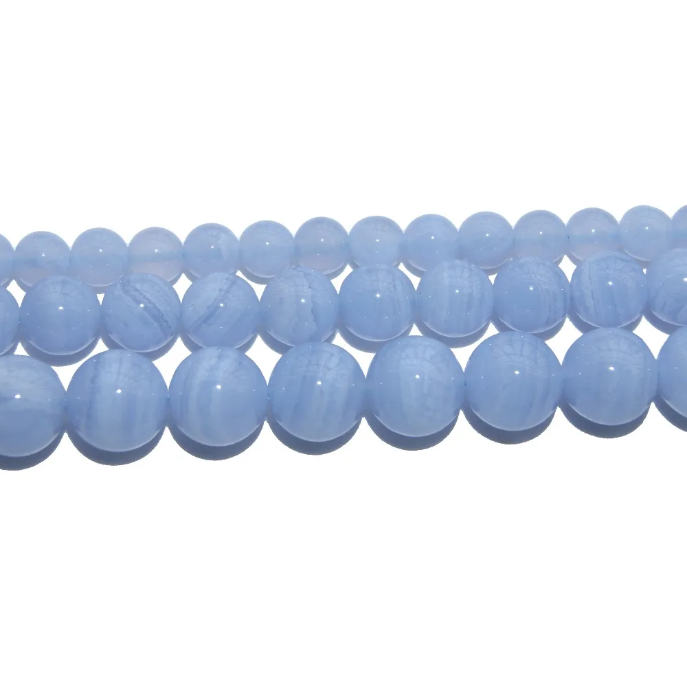 Wholesale Natural Stone Blue Lace Agates Round Loose Beads 4 6 8 10 MM Pick Size For Jewelry Making DIY Bracelet Necklace