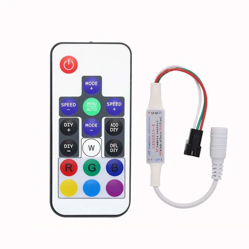 WS2811/WS2812B Led RGB Pixel Controller DC5V-24V 14key/17key Remote RF Wireless Mini Controller 3pin Digital Strip Light Tape