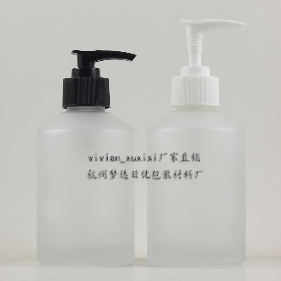 

30pcs empty 200 ml glass clear frost lotion continer with white or black pump , 200ml glass cosmetic bottle for liquid cream