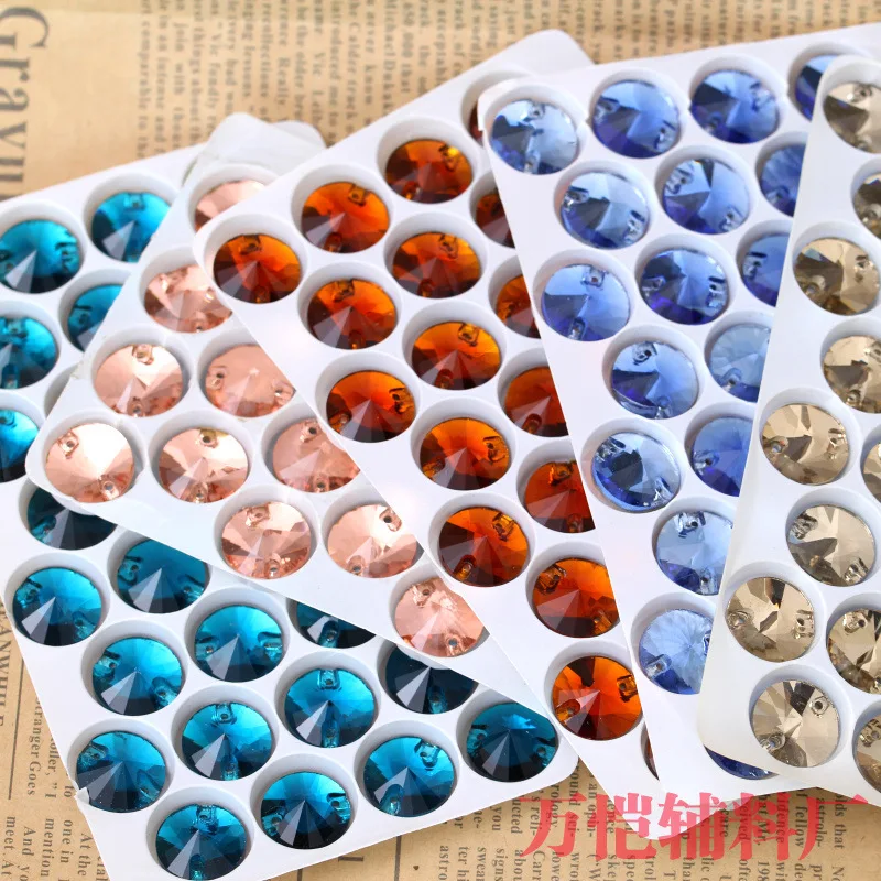 

Garment beads DIY crystal double glass hand sewn round flat diamond drill stick beauty accessories diamond 50PCS