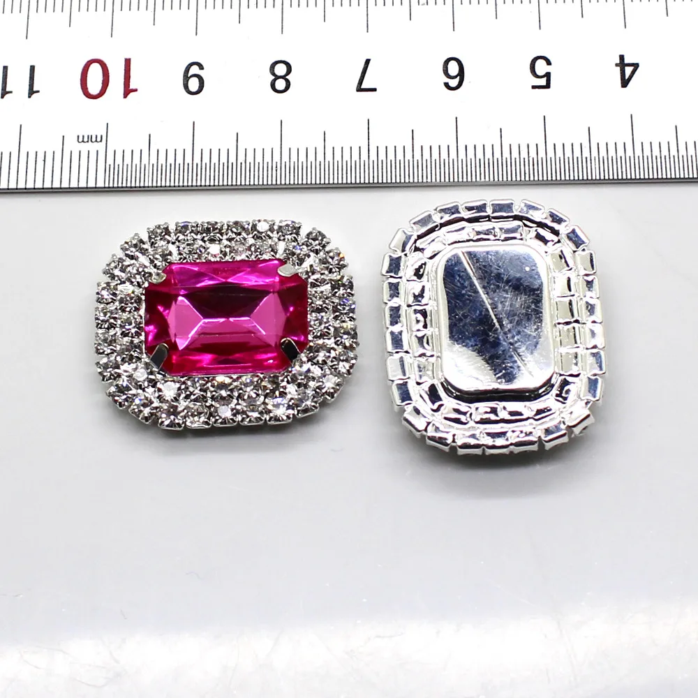 ZMASEY NEW HOT 5PCS/LOT 24*29mm Mix Color Deluxe Double Row Rhinestone & Acrylic rhinestone Cluster,Rhinestone Buckle