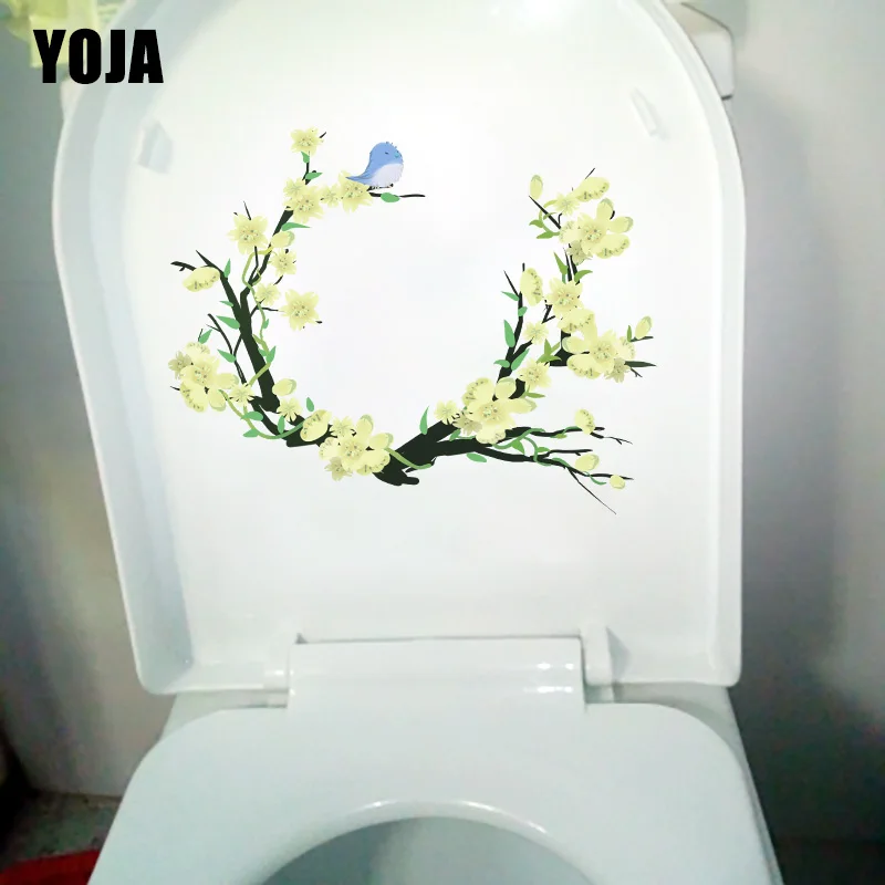 YOJA 19.1X23.3CM Winter Jasmine Classical Art Home Wall Sticker Creative WC Decoration Toilet Decal T1-2268