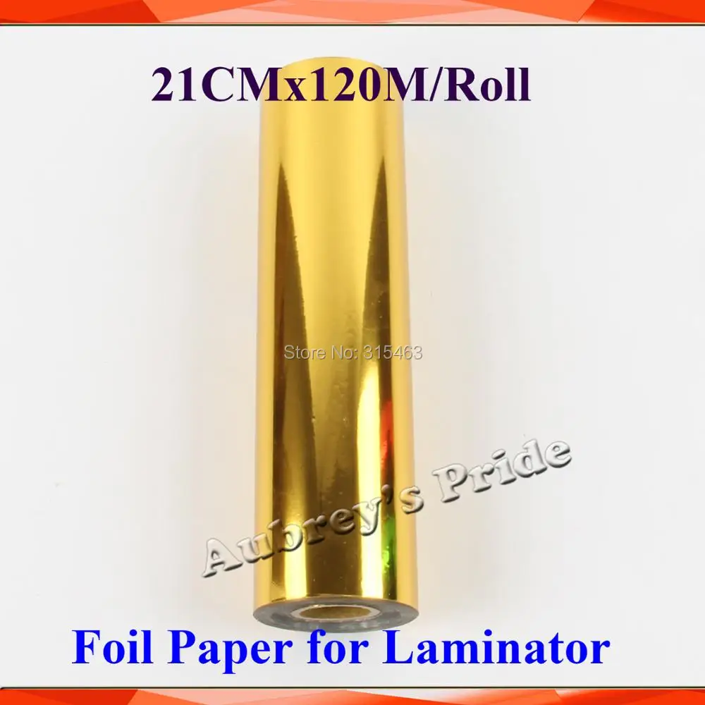 21cmx120M/Roll Gold Hot Stamping Foil Paper Laminator Laminating Transfere on Elegance Laser Printer Craft Paper