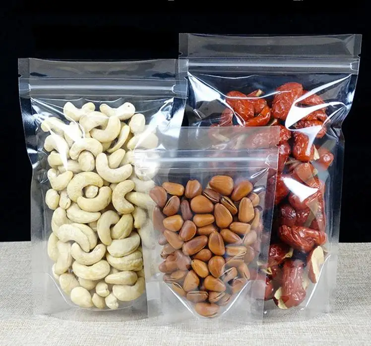 1000pcs/lot Reusable Stand Up High Transparent Plastic ZipLock Bags Clear Self-sealed Pouches Zipper Bags