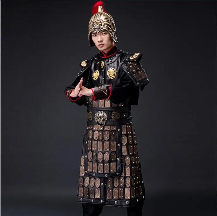 Movie TV Antique General Armored Outfit Soldier Costume Warrior Uniform helmet Garment Theatre Group Performed Costume Armor