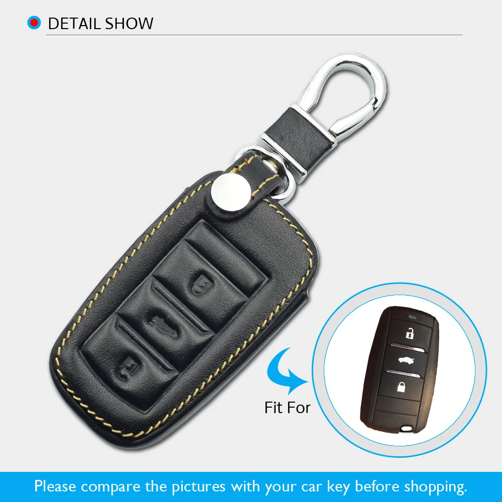 Leder Auto Schlüssel Fall Für Changan CS75 Eado CS15 CS35 Alsvin V7 Raeton 3 Tasten Smart Remote Fob Abdeckung Keychain schutz Tasche – Detail 1