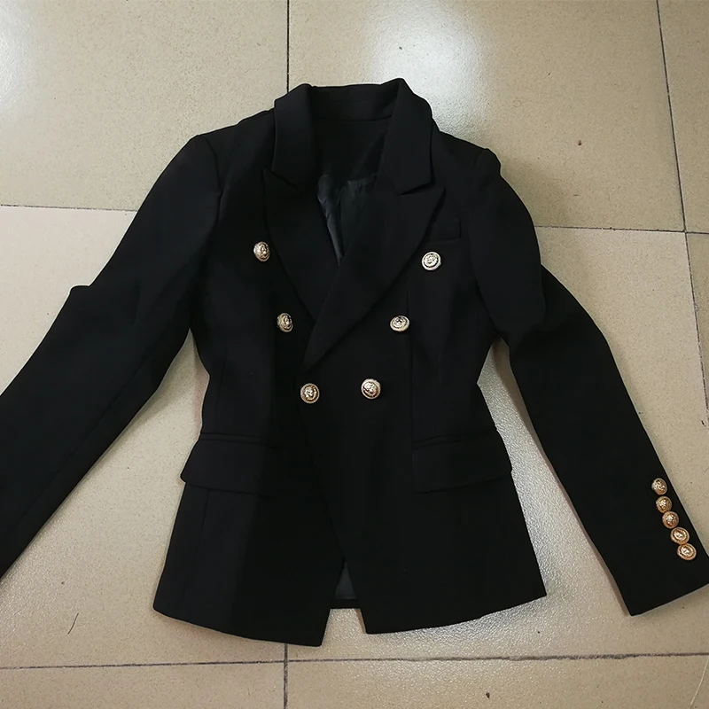 Black White Blazer Women Work Office Formal Double Breasted Buttons Blazers Autumn Women Blazers Jackets High Quality