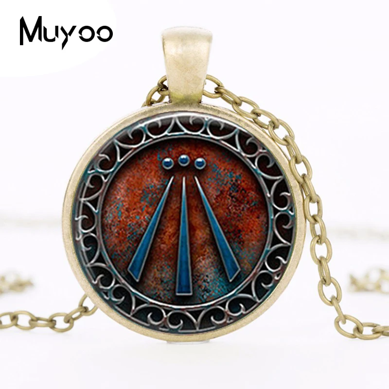 Awen Symbol Druid Pendant Necklace High Quaity Black Chain Handmade Vintage Fashion Necklace HZ1