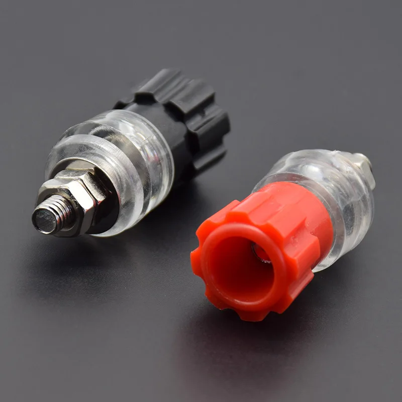 4pcs/2Pair red black JS-900A transparent 3mm Terminal   Banana Plug Socket Connector High-power  current SCR material Welding