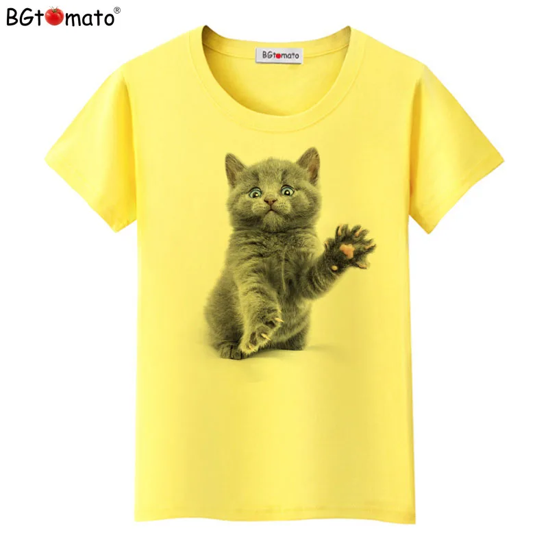 Lovely beautiful cute cat top tees Short sleeve casual 3D t-shirt women brand kawaii Cat Shirts