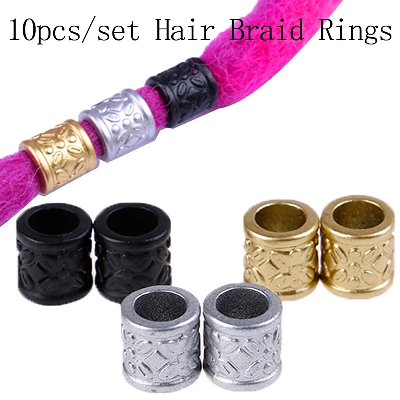 10pcs/lot Hair Ring Kralen Ring Hair Accessories For Braids Kids Hair Beads Dreadlock Dread Beads