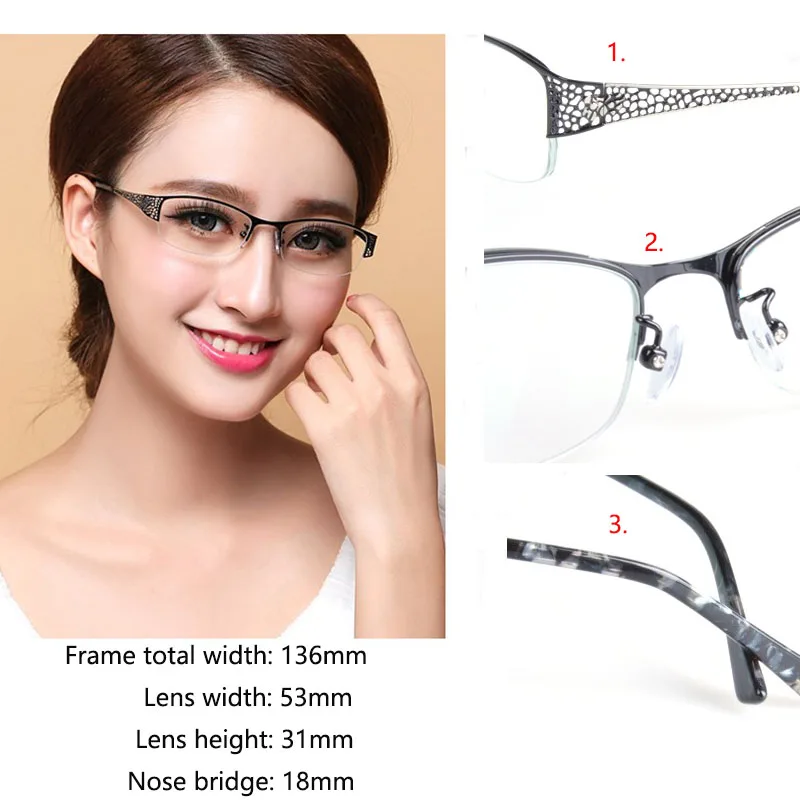 BCLEAR 2018 New Designer Woman Glasses Optical Frames Metal Half Frame Semi-rimless Gray Brown Sunglasses Clear lens Eyewear hot