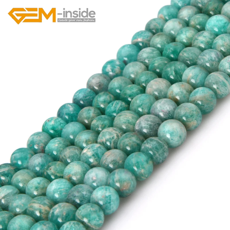 Natural Green Russian Amazonite Round Shape Loose Beads For Jewelry Making DIY New Gift Strand 15 Inches Whloesale