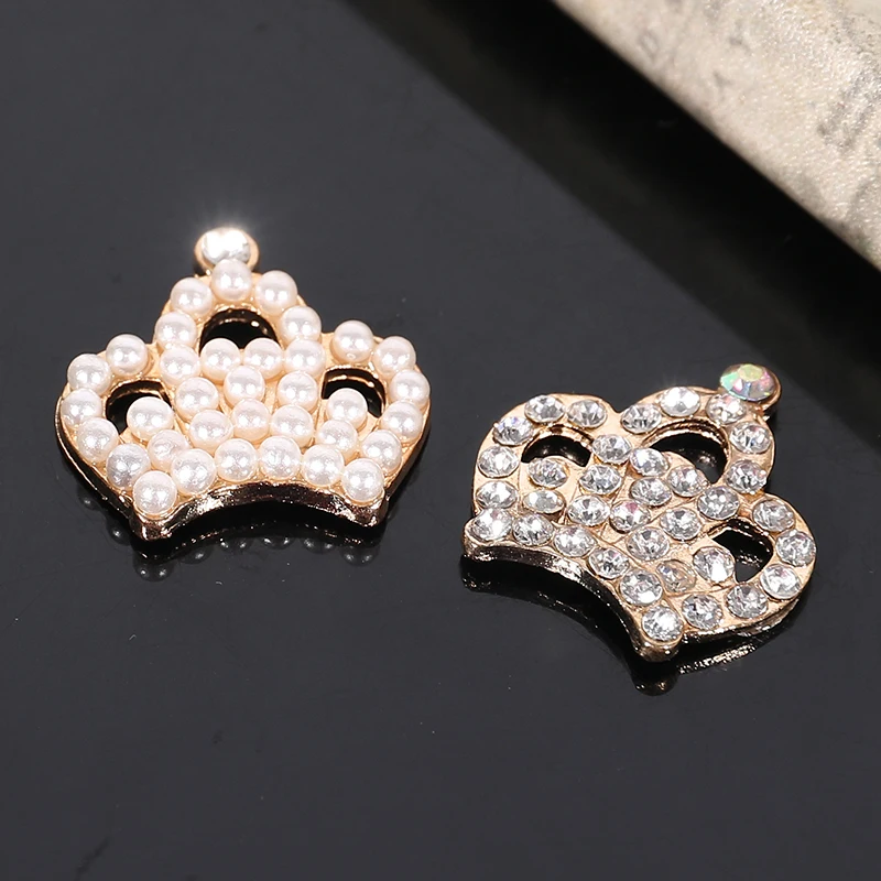 

2015New 100Pcs Pearl or Rhinestone Crown Buttons for Embellishment DIY Hair Accessories ZJ85