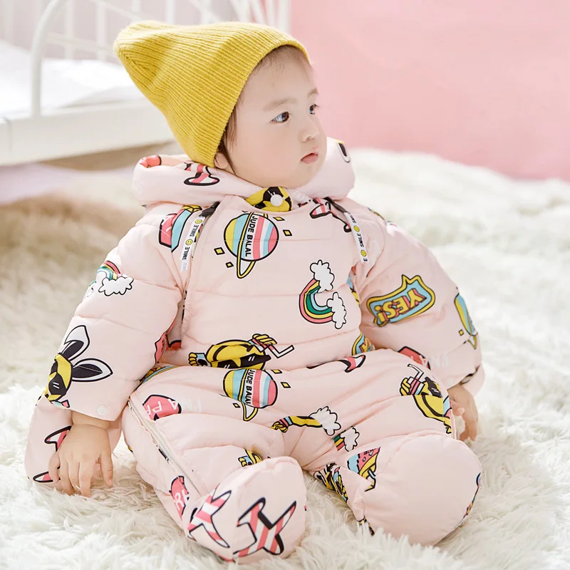 NEW Warm Overalls Winter Children's Baby Duck Down Rompers Infant Boy Girl Thick Jumpsuit Baby Wear Kid Newborn Clothes