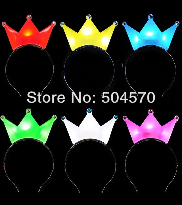 

30pcs/lot Glow Party LEDs Birthday Princess Queen Crown Glowing Hairband Costumes Cheer Flashing Headband Kids Favor Toys