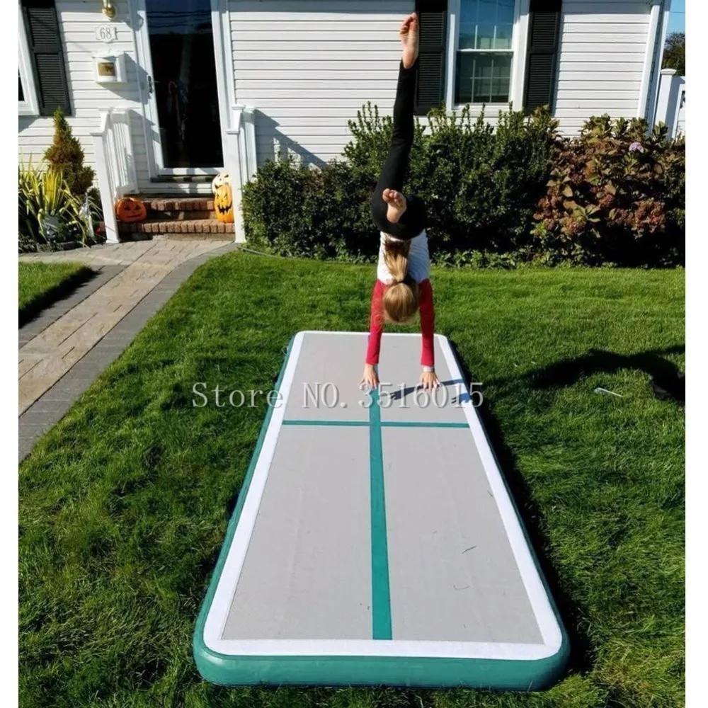 จัดส่งฟรี 10ft * 3.3ft * 0.33ft Inflatable Air track ยิมนาสติก Tumbling Mat Inflatable Air ชั้นเสื่อออกกําลังกายฟรีปั๊ม