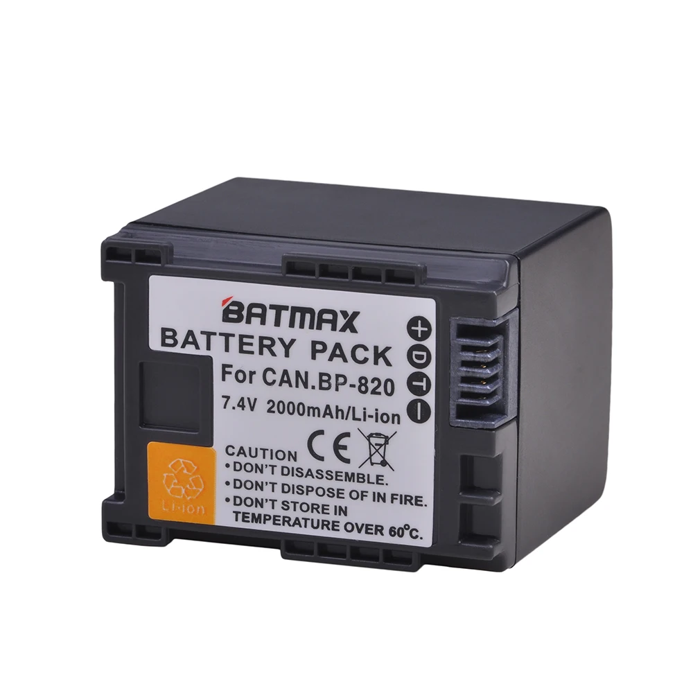 

Batmax 1PC 2000mAh BP-820 BP820 Lithium Camera battery for Canon XA20 XA25 HFG30 HF HF M30 HF M31 HF M40