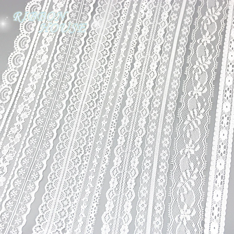 (5 yards/roll) white lace fabric Webbing Decoration packing Material roll wholesale