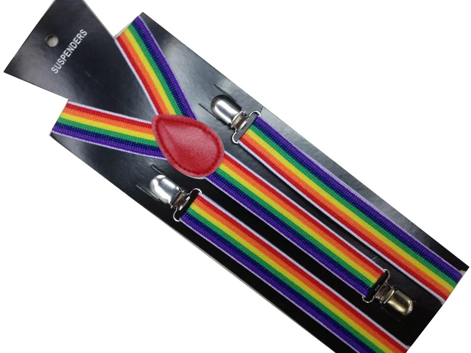 Free Shipping 2021 New Fashion Unisex Adjustable Clip-on Y-back Rainbow Striped Suspenders Mens