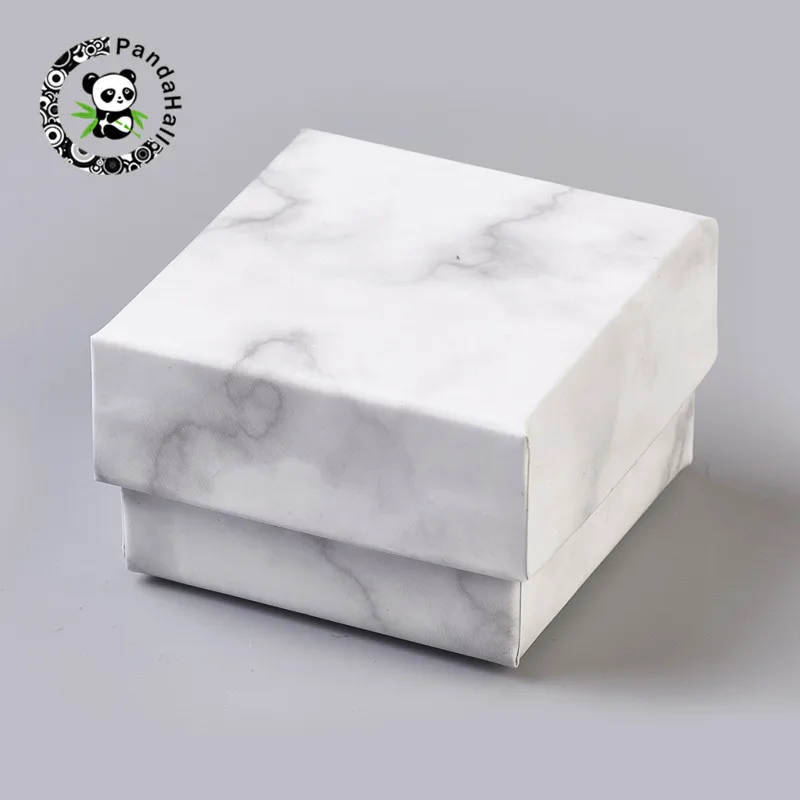 18/24pcs Rectangle/Square Marbling Paper Cardboard Jewelry Boxes for Necklace Bracelet Earring Ring Gift Box Storage