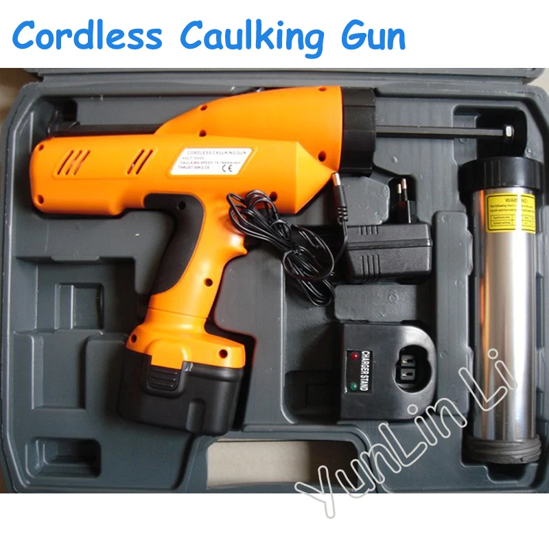 Cordless Caulking Gun 12V Handheld Electric Silicone Gun 300ml Rechargeable Glass Filled with Silicone Gun