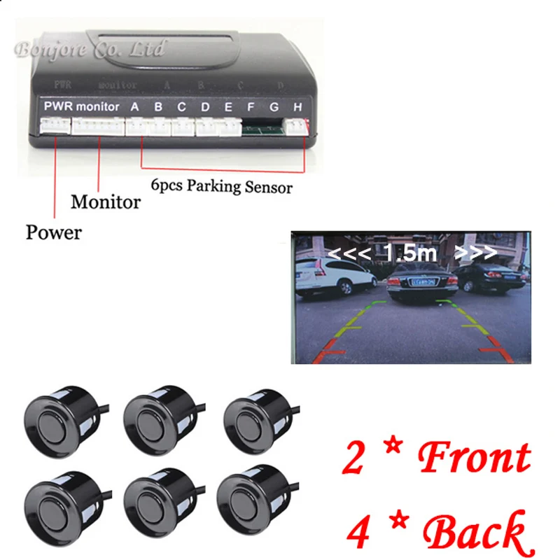 Universal Car detector Auto Parking Sensor Reverse Backup Assistance Radar image System Parktronic with 6 sensors Parking system