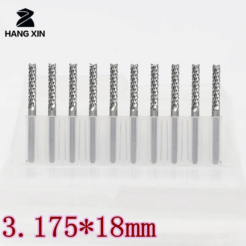 HANGXIN 10pcs / lot 3.175mm Carbide Cutting Machine PCB End Mills, CNC Carpenter Router End Mills, Metal Engraving Machine