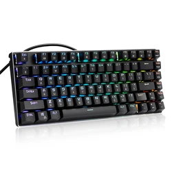 Z-88 Russian English Small Mechanical Keyboard RGB Backlit LED 81 keys Blue Switches Russian Letters For Gaming Typing
