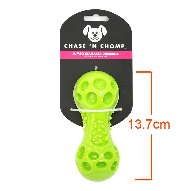 CAITEC Dog Toys Squeaking Dumbbell Durable Floatable Springy Great for Tossing and Chasing 2 Sizes Bite Resistant Toy