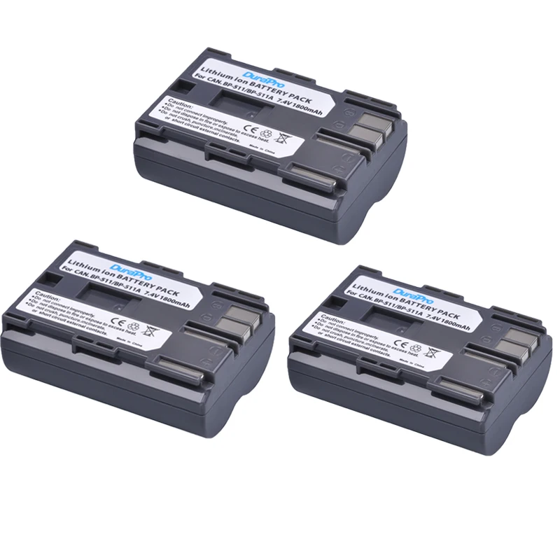 

3 Pcs DuraPro 7.4V 1800mAh Hot Sell BP-511 BP511A Battery for Canon EOS 40D 300D 5D 20D 30D 50D Accessories + Wholesale