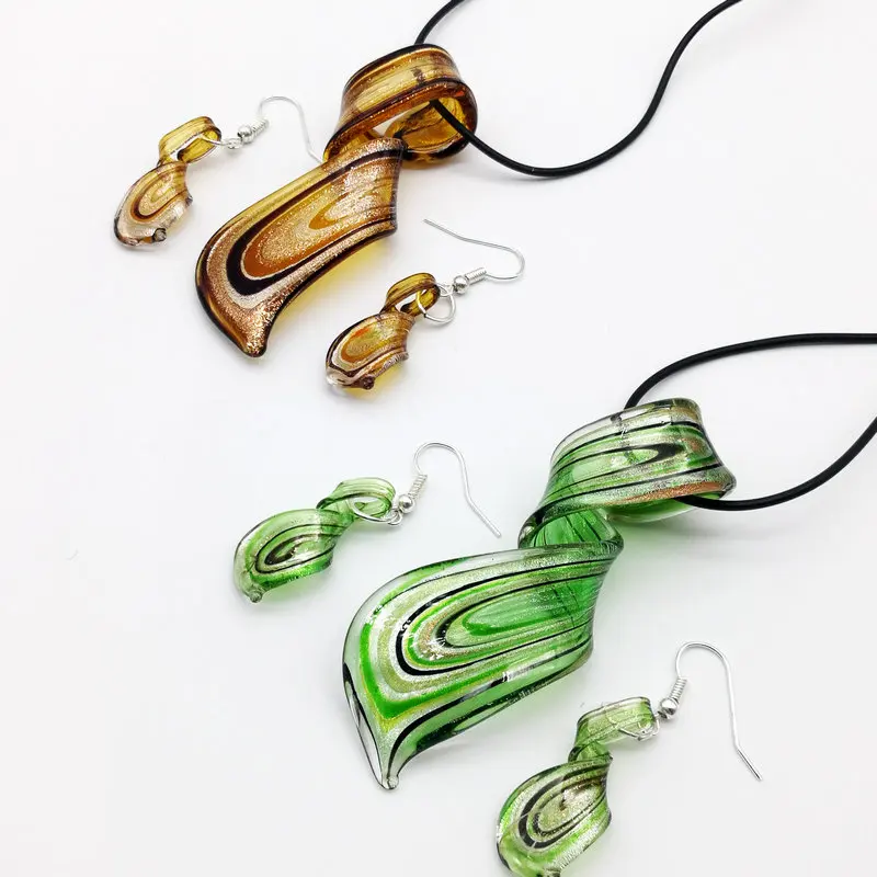 6 Sets Twist Mix Colors Murano Lampwork Glass Necklace Earring Fashion Jewelry
