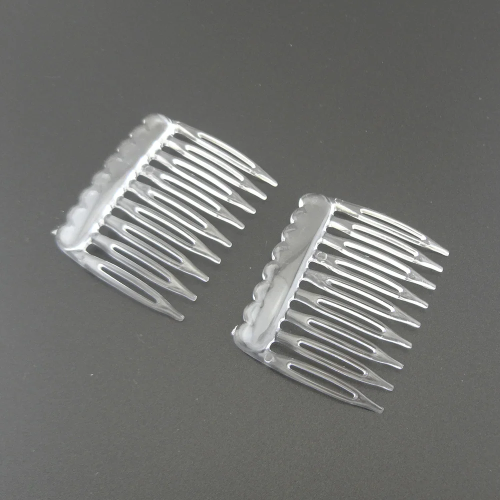 50PCS 4cm*5cm Mini 9teeth Clear Plain Plastic Hair Combs Hairpin for DIY Hair Accessories Transparent White Side Comb for Crown