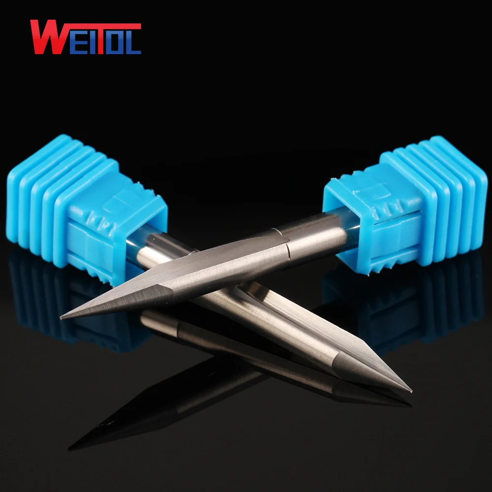 Weitol N 6mm two/double flutes V straight bit wood carving tools CNC router bit milling cutter for wood