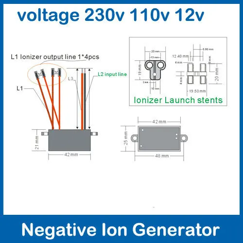 DIY home air purifier navigation ion anion generator AC230V ionizer density 24million pcs/cm3 Free Shipping 2pcs/lot wholesale