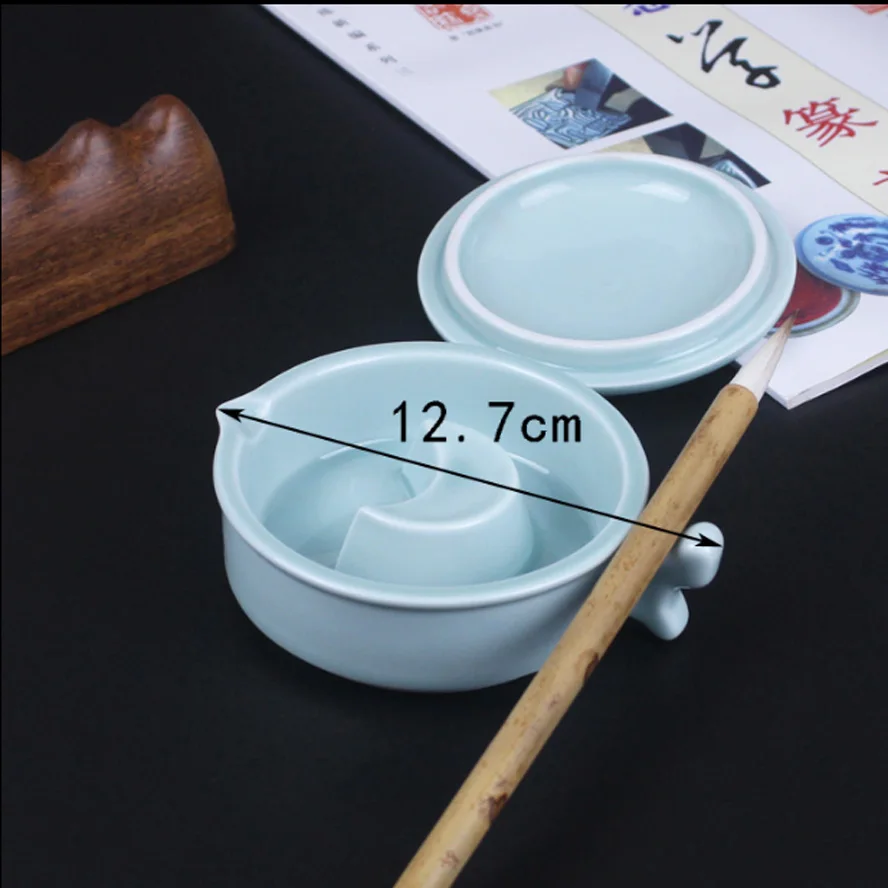 Ceramaic ink Fountain Chinese Celadon procelain ware Ink Box ink cartridge Painting Calligraphy Supply