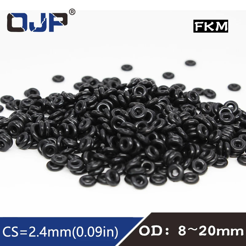 10PCS/lot Fluorine rubber Ring Black FKM Oring Seal CS:2.4mm OD8/9/10/11/12/13/14/15/16/17/18/19/20mm Rubber O-Ring Seal Gasket