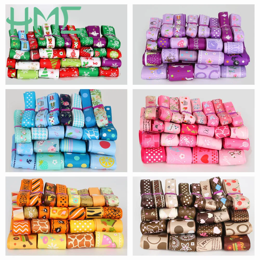 Cinta de satén de grogrén, estilo mixto aleatorio/tamaño 12y/lote (1y/estilo) para fiesta de boda, decoración de Navidad, manualidades de regalo DIY