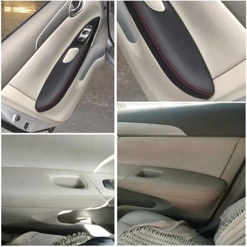 Car interior Door Panel Armrest Surface Trim cover Microfibre Leather Modified For Nissan Slyphy Sentra 2016-2018