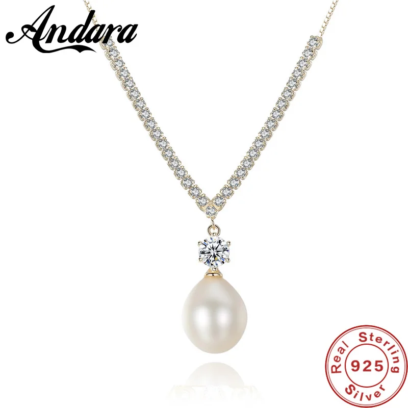 925 Sterling Silver Necklace 10-11mm Pearl AAA Zircon Pendant Jewelry for Women Wedding Necklaces