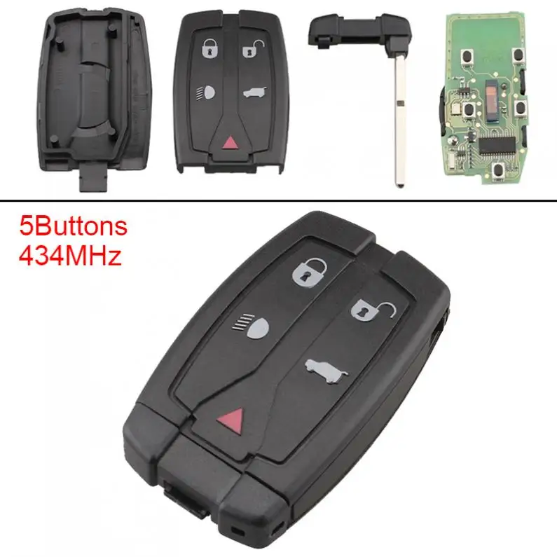 

433MHz 4 Buttons Black Keyless Uncut Flip Car Remote Key Fob With PFC7953 Chip and Battery for Land Rover Freelander 2006-2010