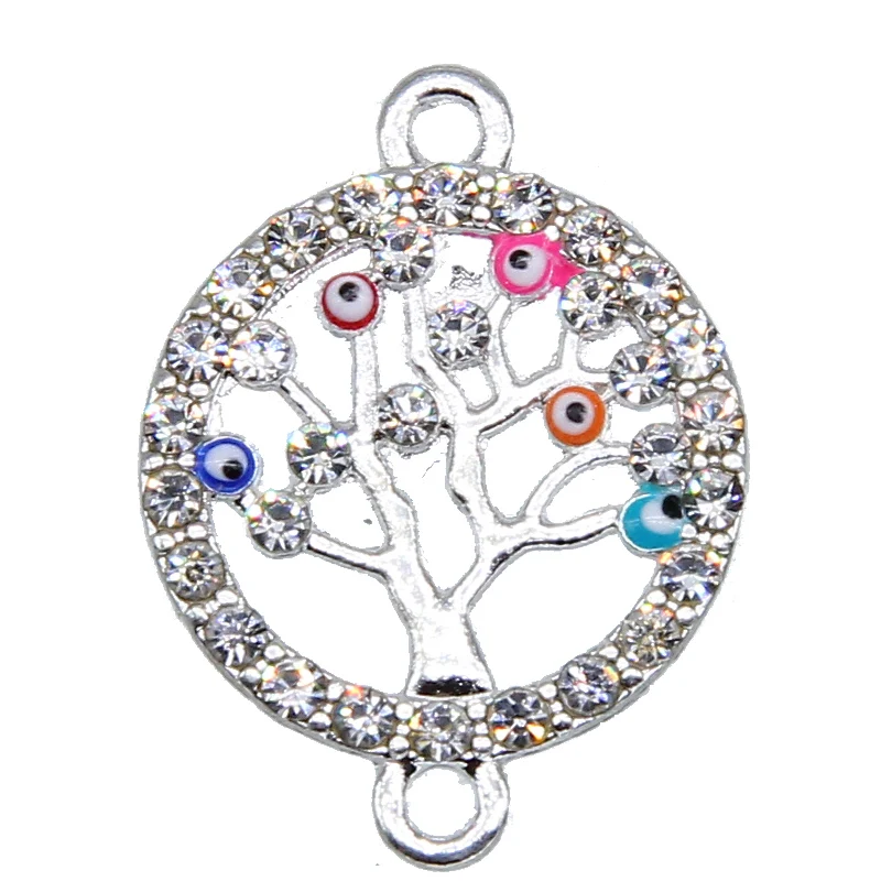 6pcs fashion tree of life charm bracelet pendant accessories female simple tree lucky eye colorful bracelet party gift 24*18*2mm