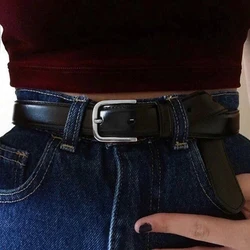 Fashion Female Antique Black Belt Metal Buckle Jeans Woman Faux Leather Belt Buckle Leather Waistband For Jeans