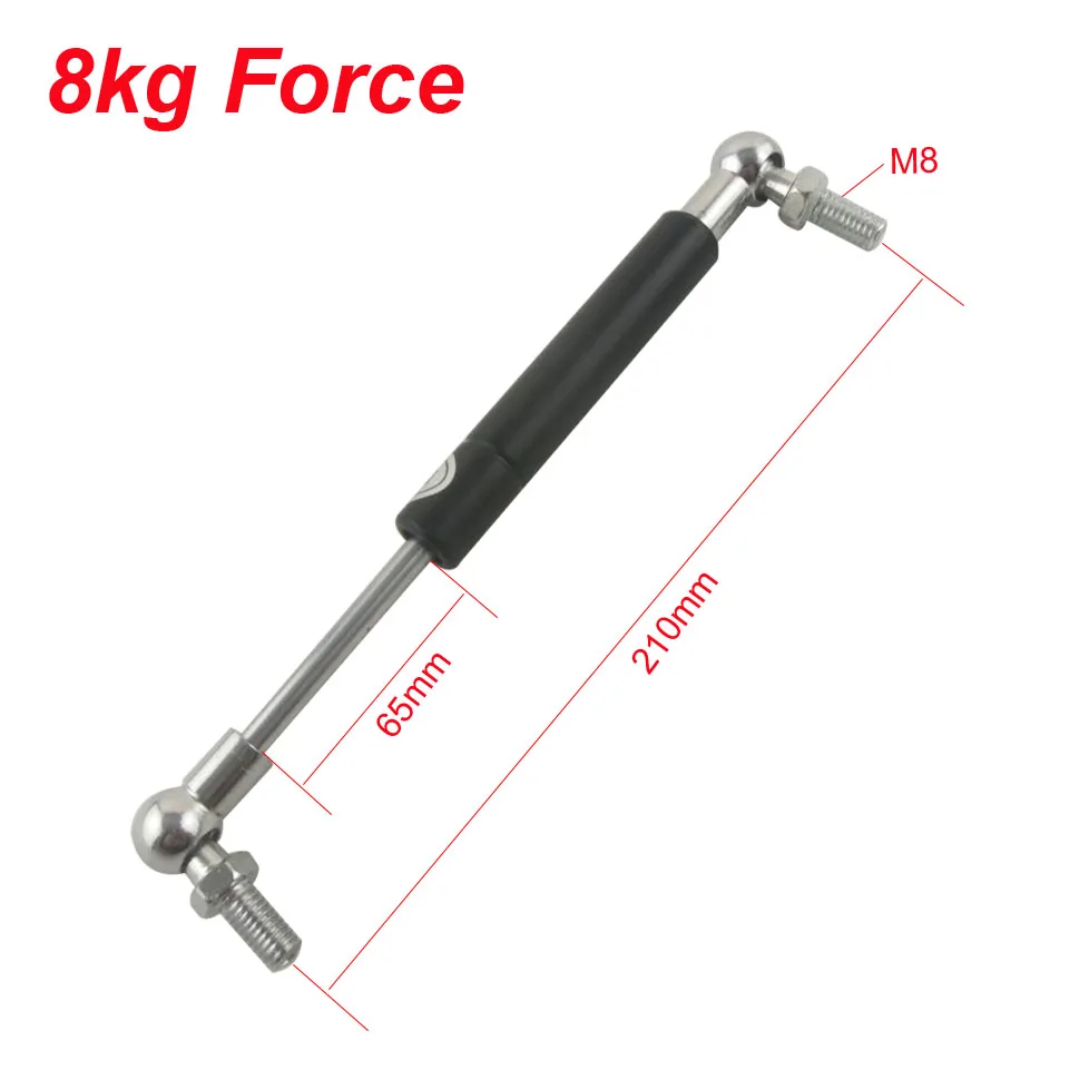 210x65x8Kg Gas Spring 210mm Hole Center 65mm Stroke Ball Joint Gas Strut Lift Prop 8KG Force Automotive M8 Auto Gas Spring