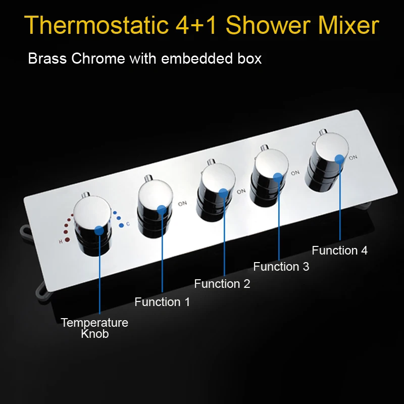 Modern 4 Functions Shower Diverter Valve G1/2'' Bath Water Mixing Valve to Control Showerhead For Bathroom