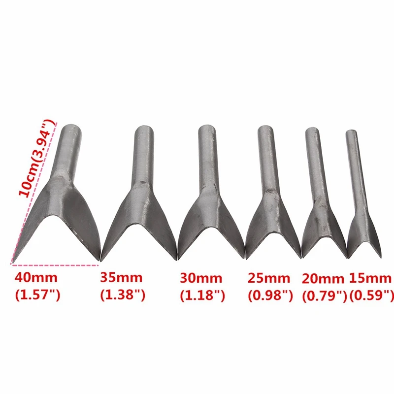 New Da Công Cụ Thủ Công Nửa Vòng V Shaped Cutter Punch Da Handmade Công Cụ Thủ Công Đấm Dụng Cụ Cầm Tay 6 cái/bộ 15 mm-40mm